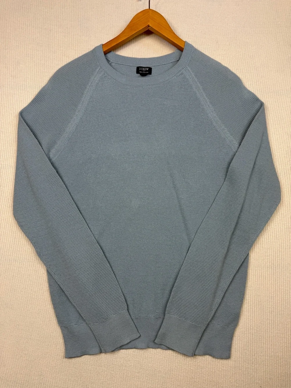 J.Crew 100% Cotton Waffle Knit Crewneck Sweater Blue Men’s Size Medium
